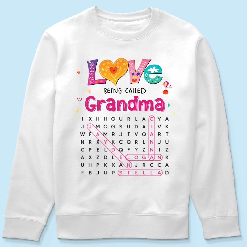 Love Being Called Grandma Colorful Word Search Puzzle - Personalized Shirt - Mother's Day Gift For Grandma Mom