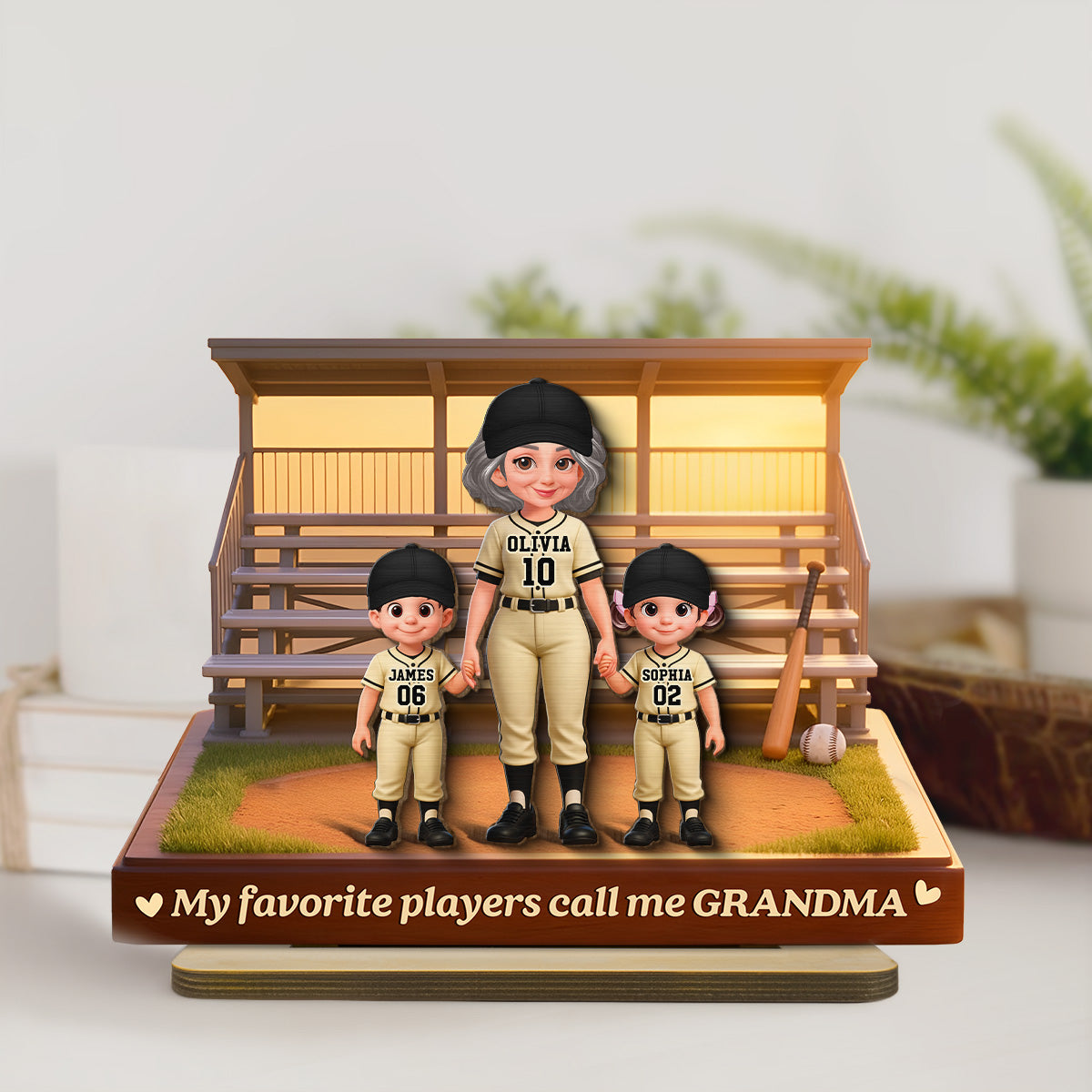 From The Baseball Bleachers With Love My Favorite Players Call Me Grandma - Personalized 2-Layered Wooden Plaque - Mother's Day Gift For Baseball Grandma