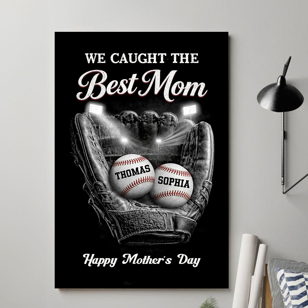 Ball Field We Caught The Best Baseball Mom - Personalized Poster - Sentimental Mother's Day Gift for Mom, Wife