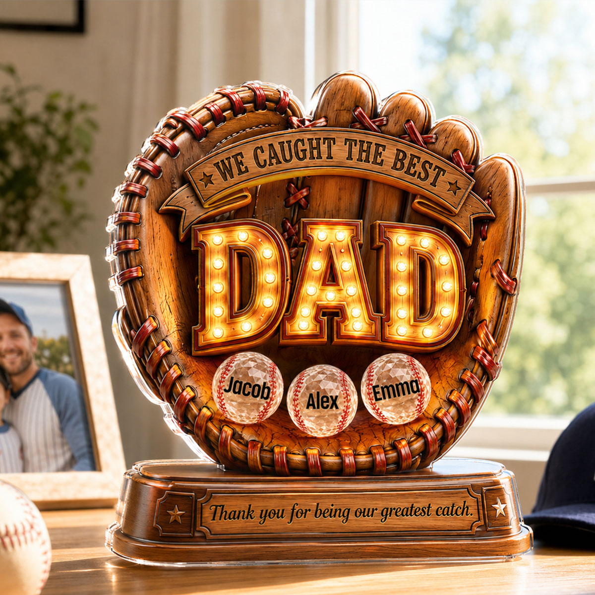 Great Baseball Dad - Personalized Acrylic Block Plaque -  Gift for Dad, Husband