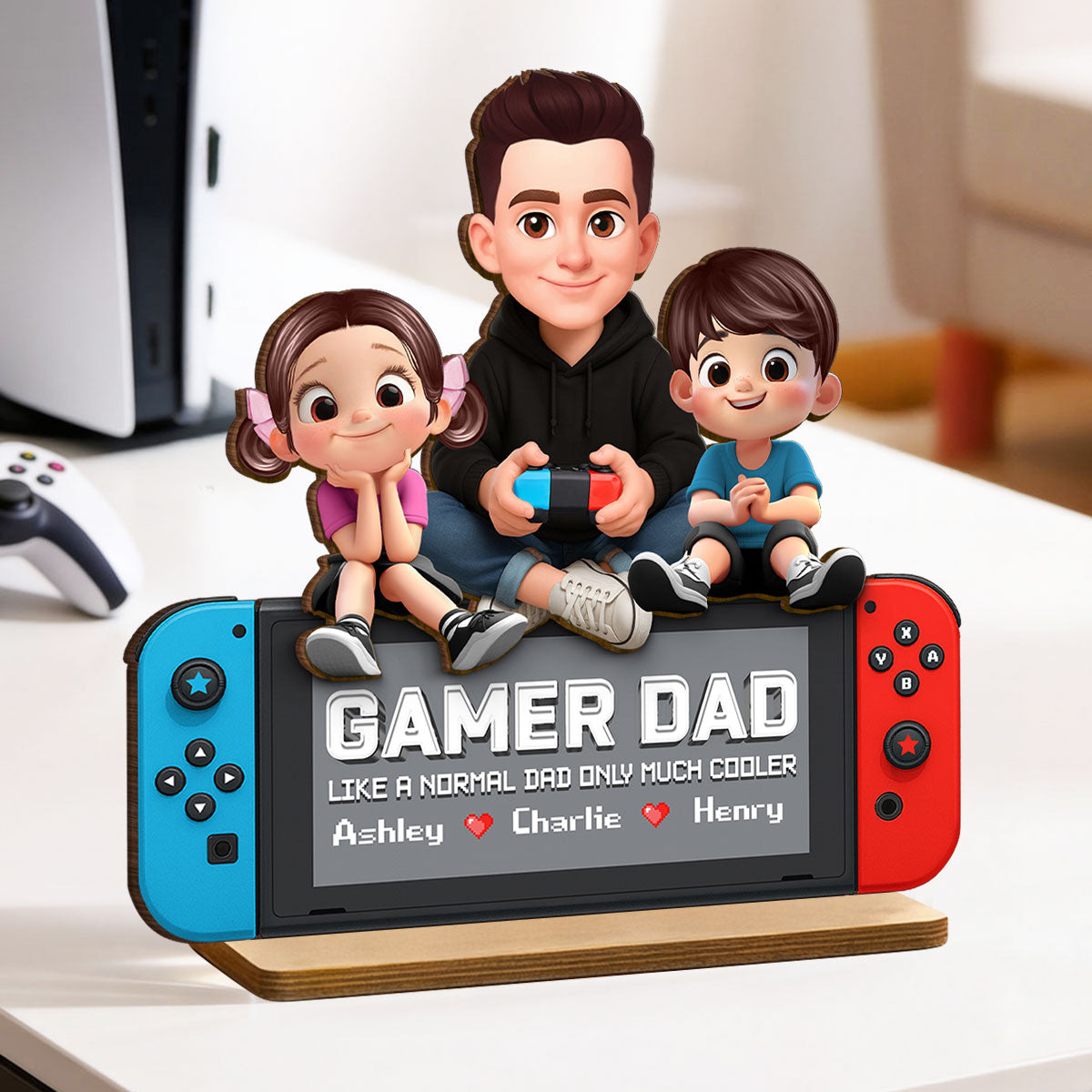 Legend Gamer Dad Much Cooler - Personalized 2-Layered Wooden Plaque -  Gift For Dad, Husband, Gamers
