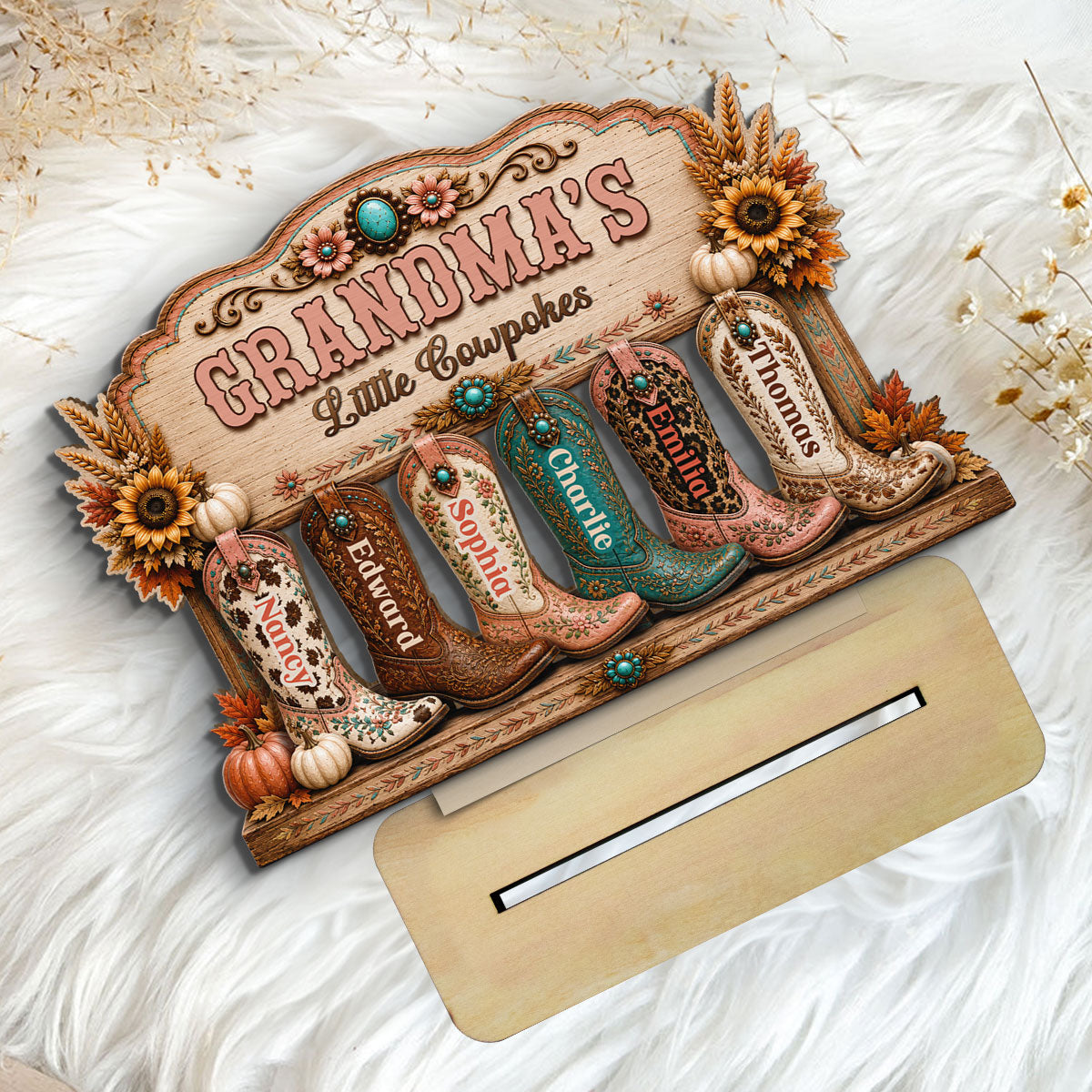 Grandma's Little Cowpokes 2D Flat - Personalized Wooden Plaque - Fall Season Decoration