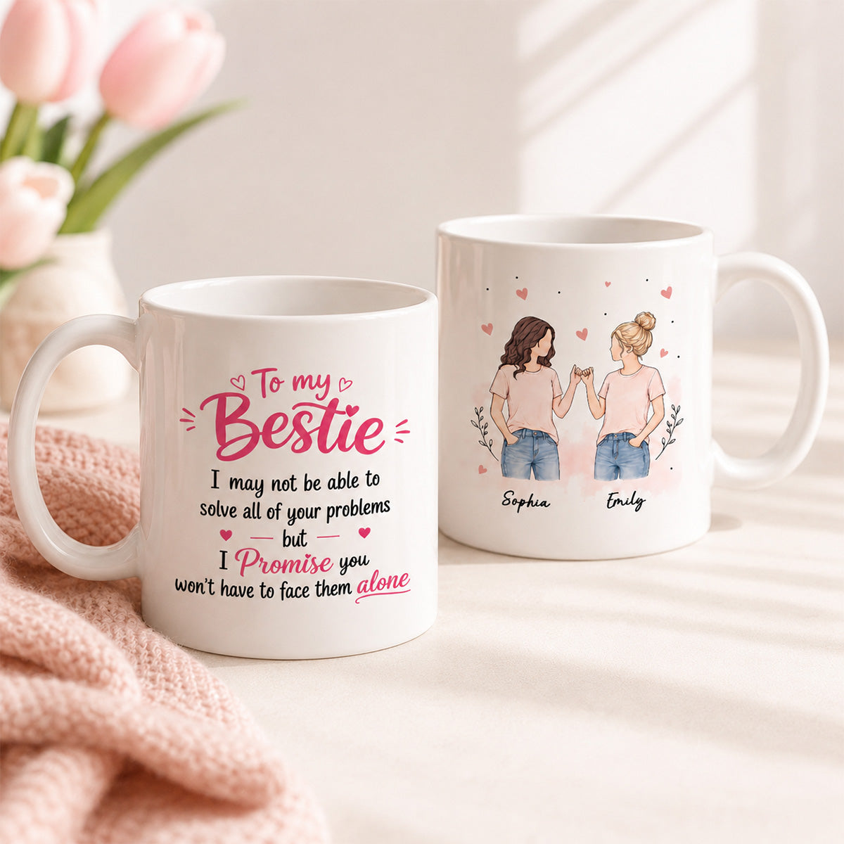 To My Bestie Pinky Promise Besties - Personalized Mug - Friendship Keepsake For Best Friends
