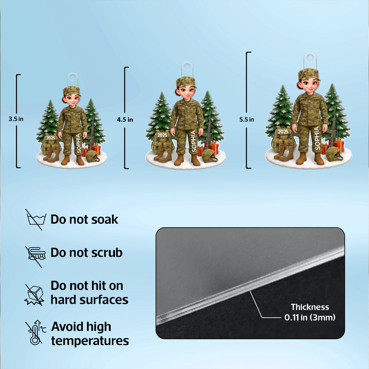 3D Effect Proud Soldier - Personalized Acrylic Ornament - Special Chritsmas Gift For The Brave Soldier