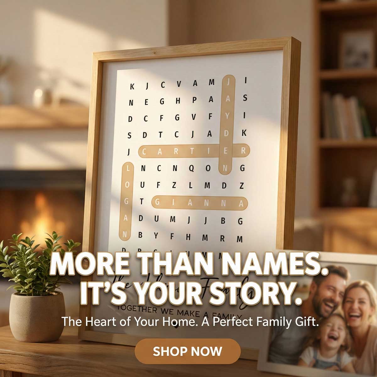 Family Name Word Search Puzzle Created In A Moment, Treasured Forever - Personalized Poster