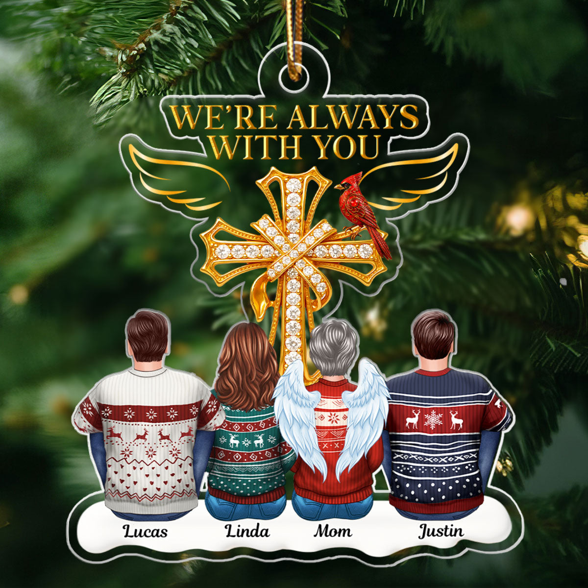 Always With You Family 3D Crystal Effect - Personalized Acrylic Ornament
