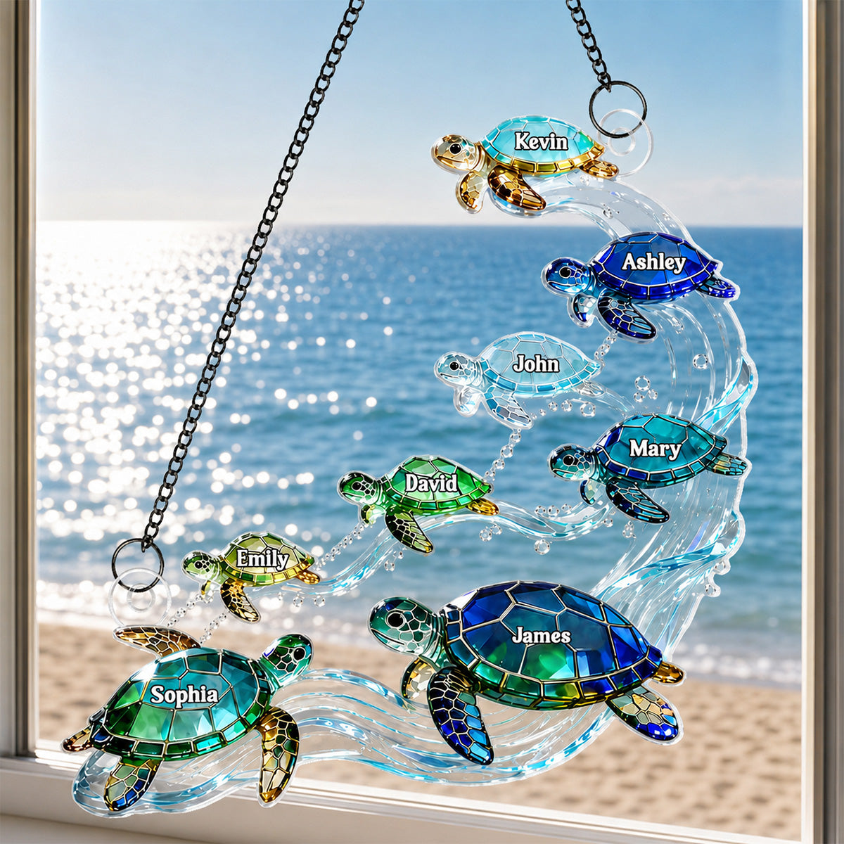 Sea Turtle Family - Personalized Suncatcher - Summer Decoration