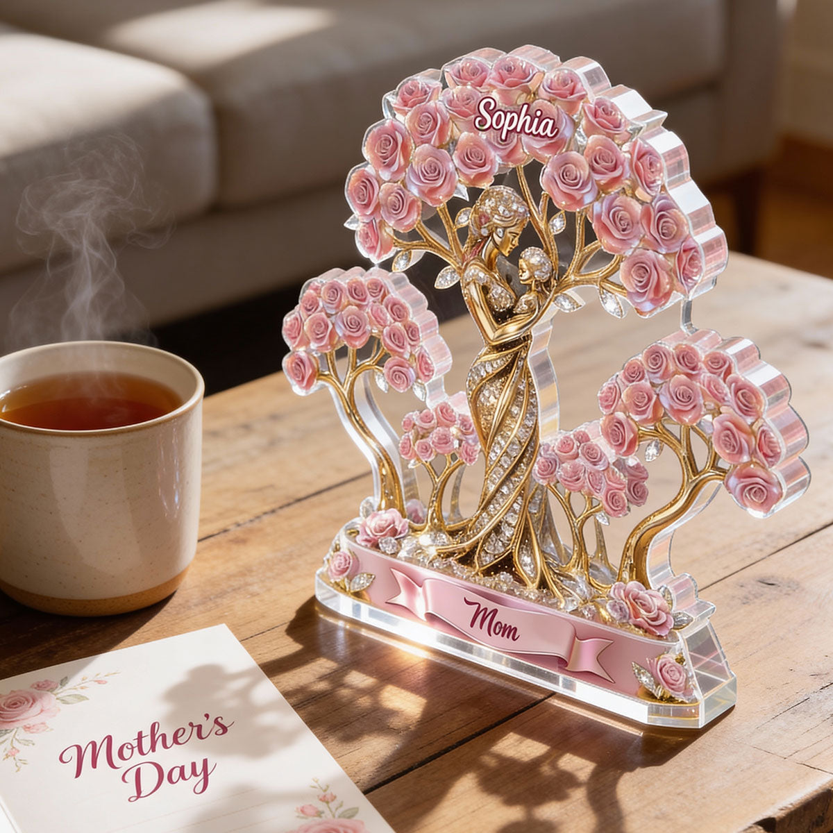 The Love Between Mother And Her Kids - Personalized Acrylic Block Plaque - Heartfelt Gift For Mom, Grandma