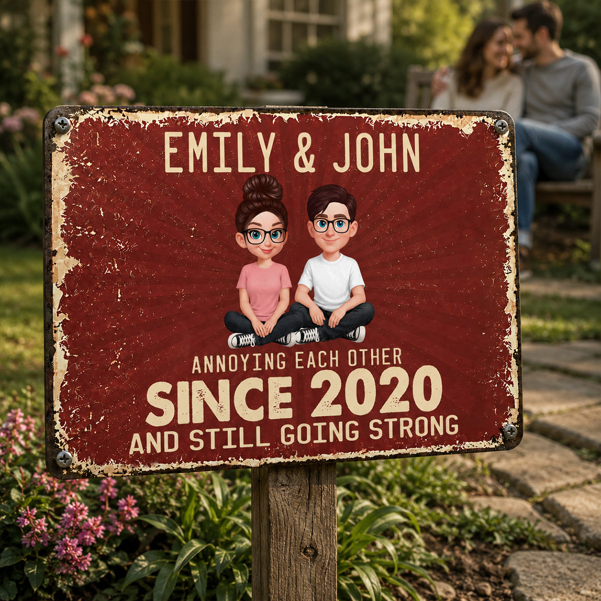 Annoy Each Other and Still Going Strong - Personalized Metal Sign- Funny Couple Gift, Romantic Gift for Anniversary, Wedding