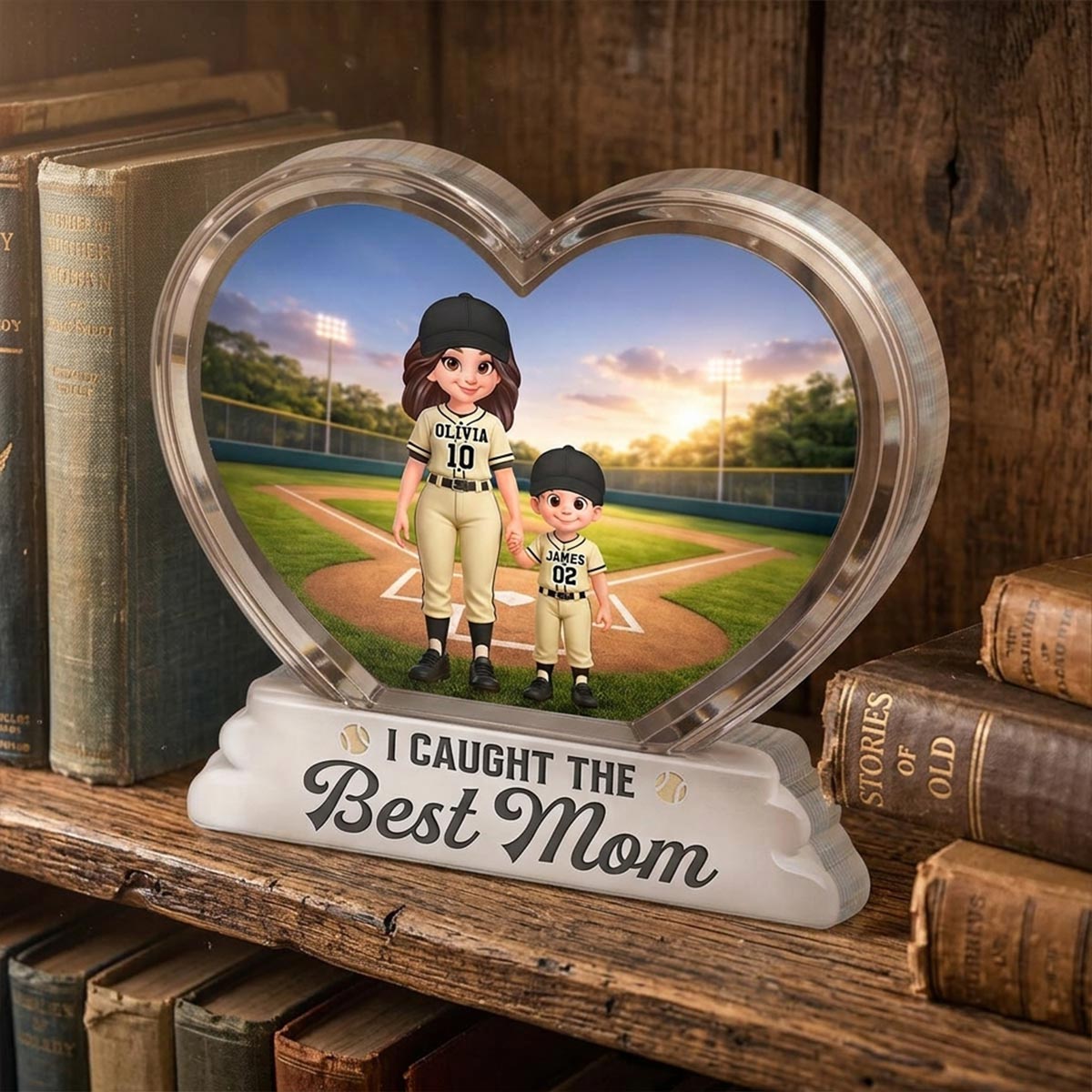 We Caught The Best Mom Baseball 2D Flat - Personalized Acrylic Block Plaque - Mother's Day Gift For Baseball Mom