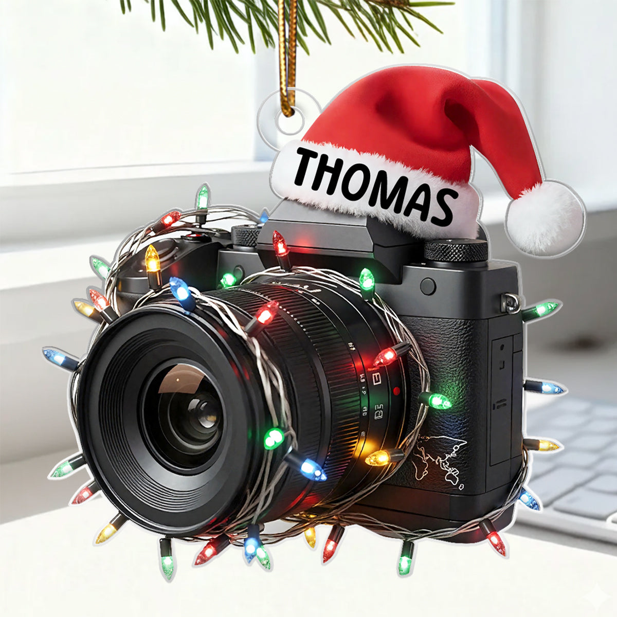 Photographer Camera Custom Name - Personalized Acrylic Ornament - Christmas Gift for Photo Lovers