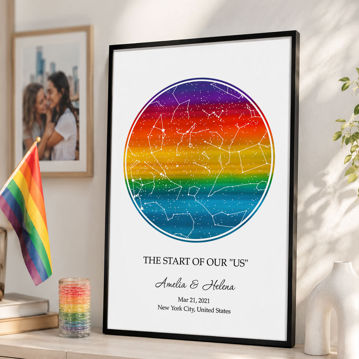 Our Love Was Born LGBT Rainbow Flag - Personalized Poster - Gift For Couple, Happy Pride Month