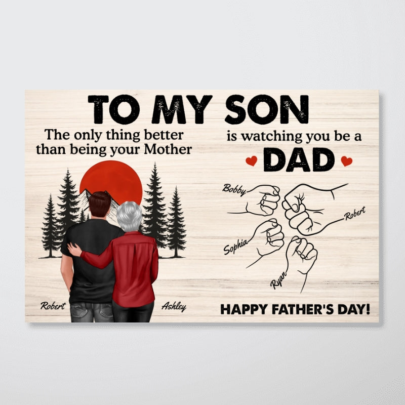 Retro Vintage Sunset To My Son Watching You Be A Dad - Personalized Poster - Father's Day Gift For Son