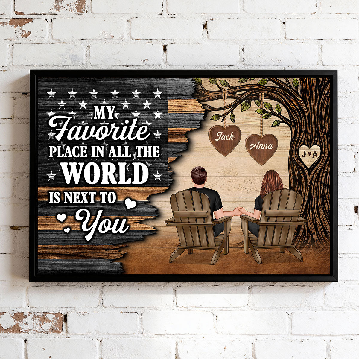 Forever Love Couple Under Tree Half Nation Flag - Personalized Poster - Valentine's Day Gift For Couple