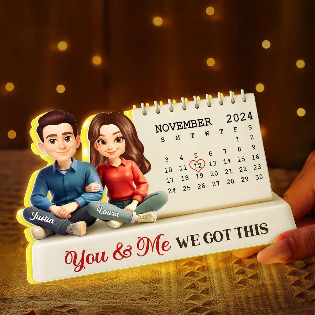 Anniversary Custom Date Calendar - Personalized Light Box - Gift for Couple, for Him, for Her