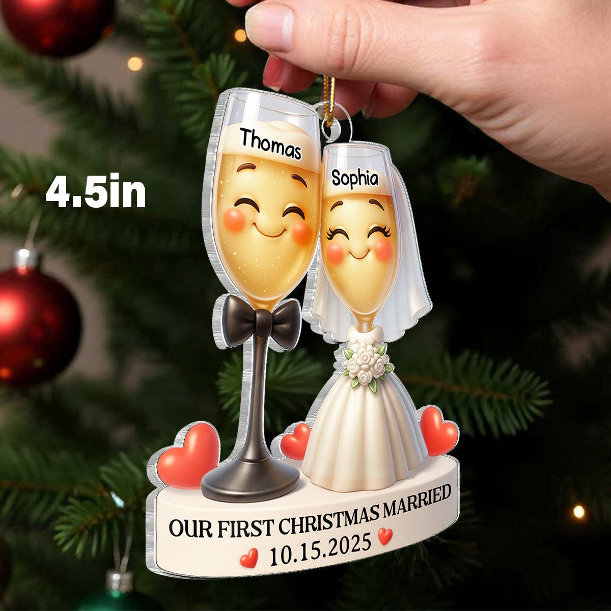 Our First Christmas Married - Personalized Acrylic Ornament - Christmas Gift for Couple, for Wife, for Husband