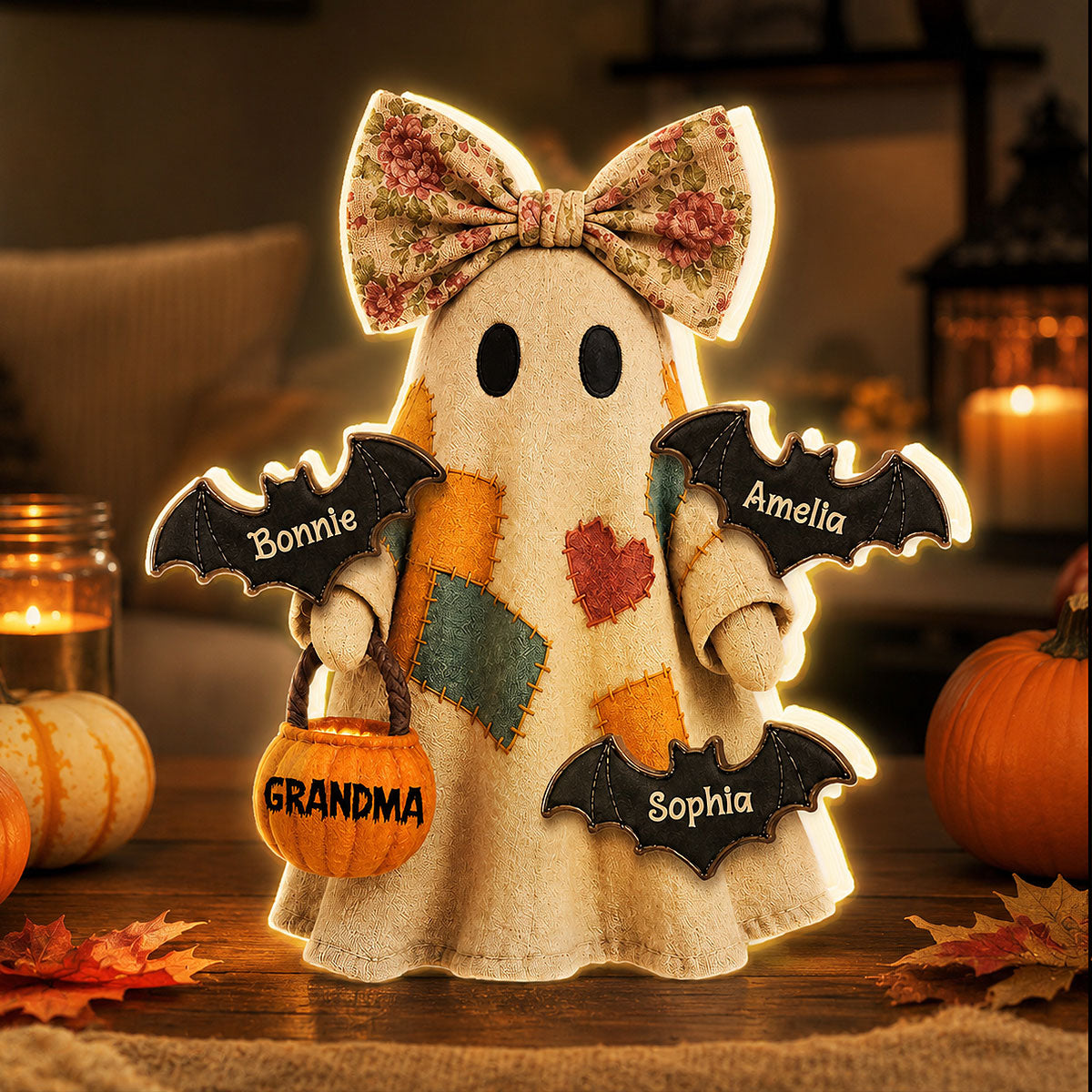 Vintage Patchwork Ghost Grandma - Personalized Light Box