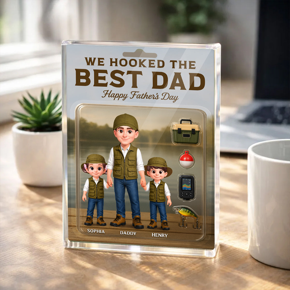 Fishing We Hooked The Best Dad - Personalized Acrylic Block Plaque -  Gift For Dad