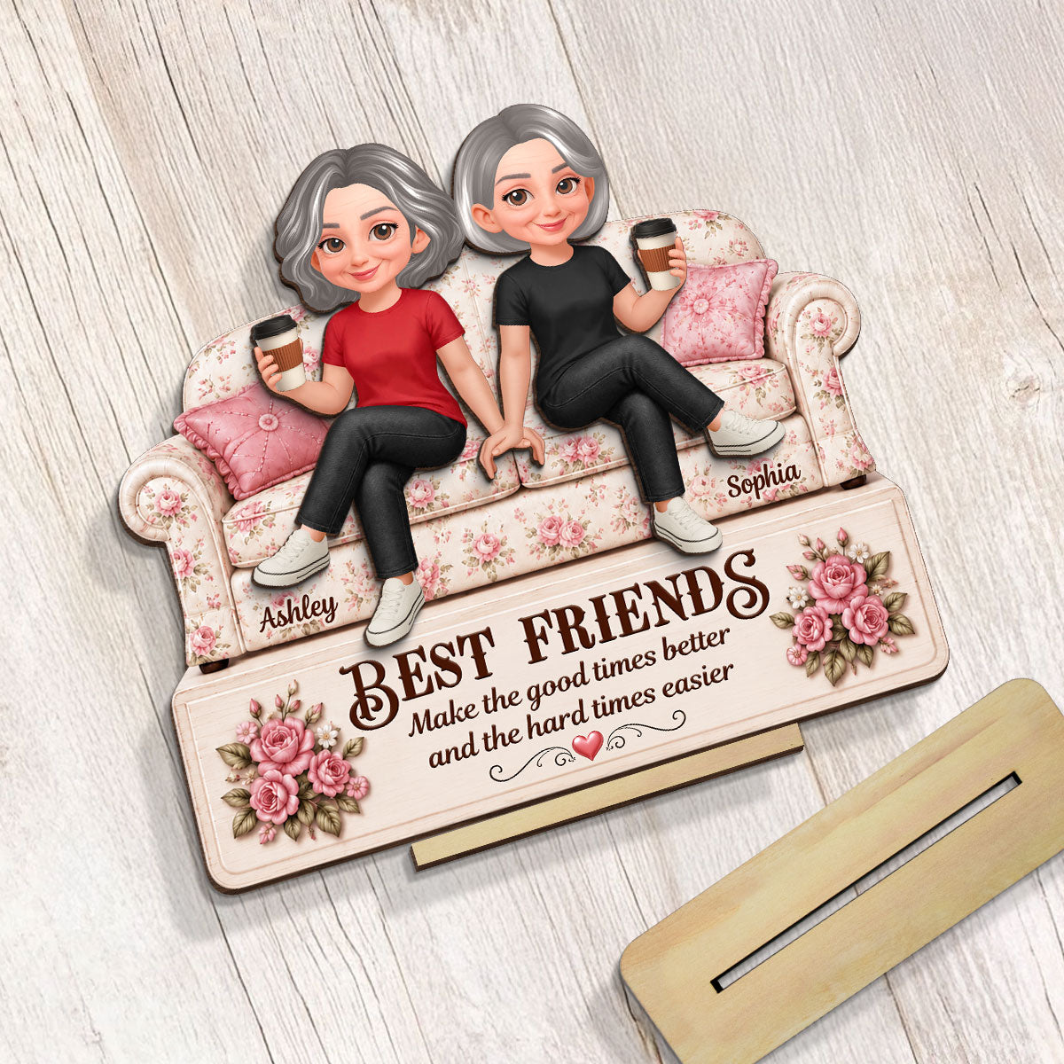 Besties Forever Best Memories Together - Personalized 2-Layered Wooden Plaque - Birthday Gift, Gift For Best Friends