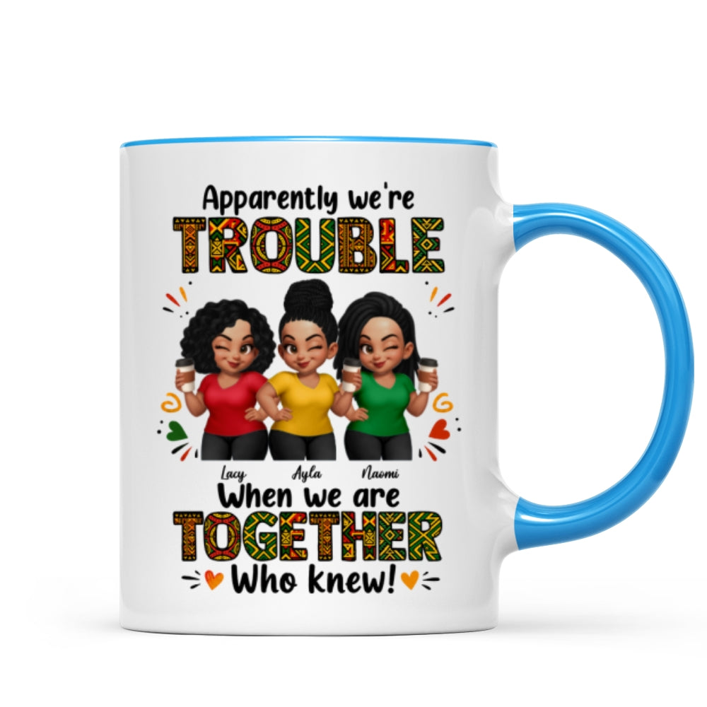 Tribal Pattern Besties Trouble Together - Personalized Mug - Birthday Gift, Gift For Best Friends