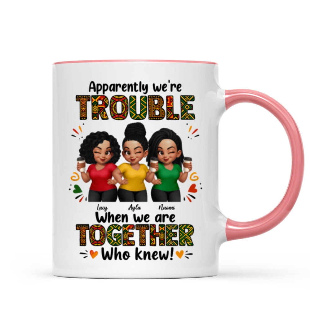 Tribal Pattern Besties Trouble Together - Personalized Mug - Birthday Gift, Gift For Best Friends