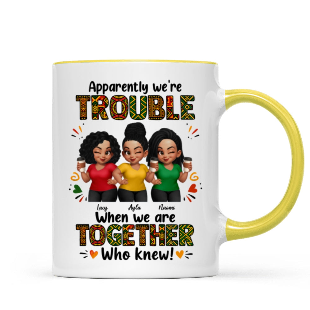Tribal Pattern Besties Trouble Together - Personalized Mug - Birthday Gift, Gift For Best Friends