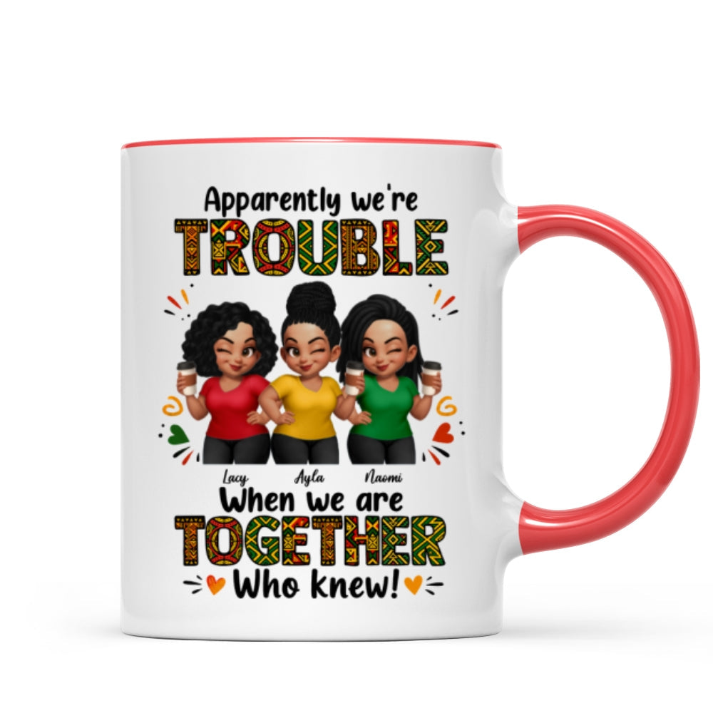 Tribal Pattern Besties Trouble Together - Personalized Mug - Birthday Gift, Gift For Best Friends