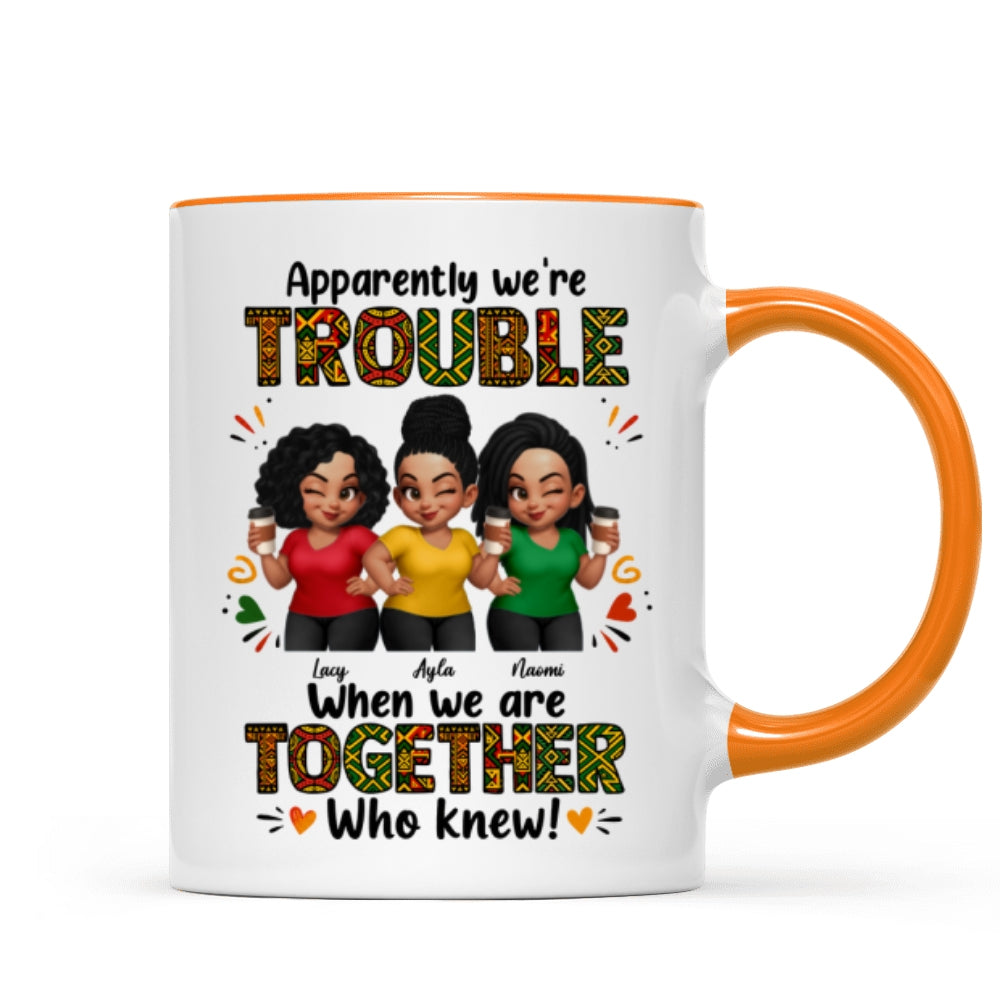 Tribal Pattern Besties Trouble Together - Personalized Mug - Birthday Gift, Gift For Best Friends