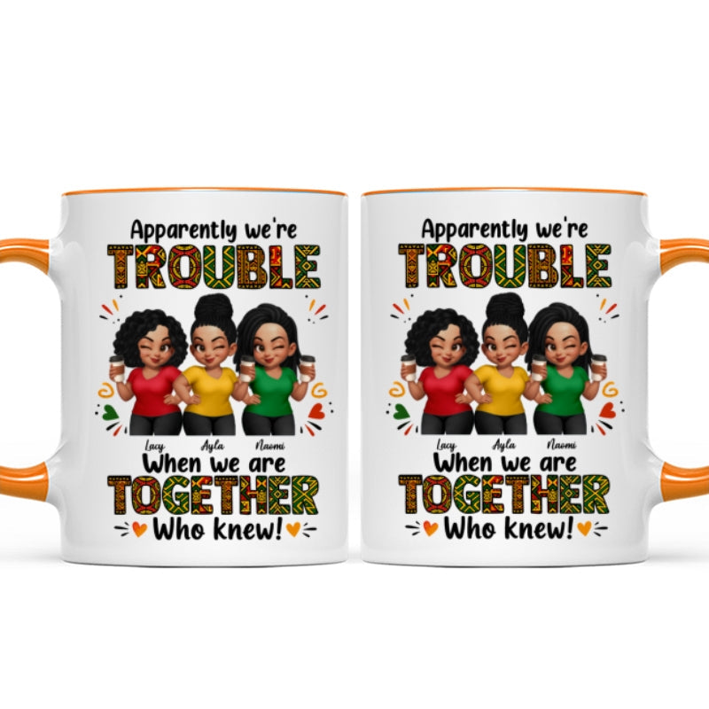 Tribal Pattern Besties Trouble Together - Personalized Mug - Birthday Gift, Gift For Best Friends