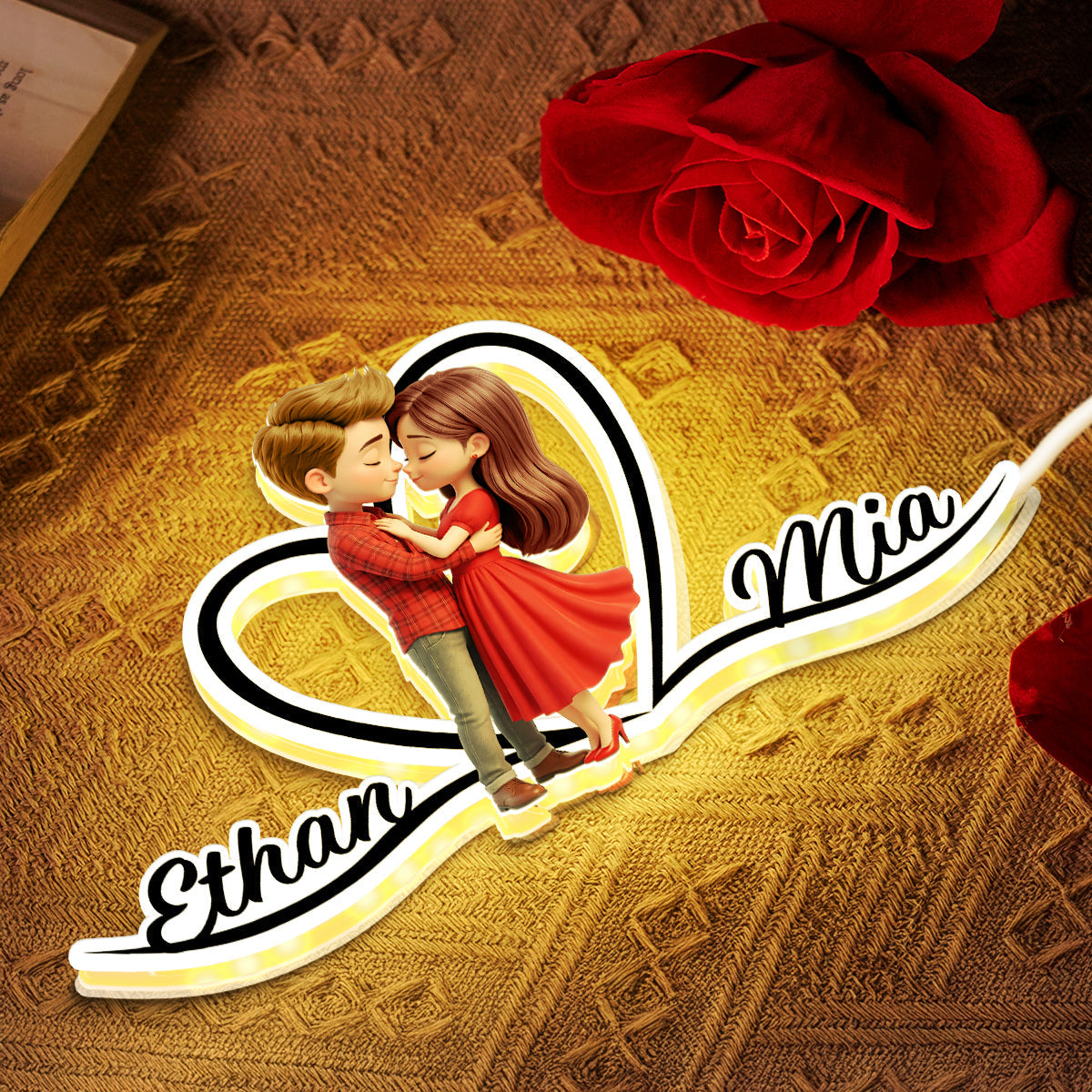 Romantic Love Couple - Personalized Light Box - Sentimental Gift for him, for her