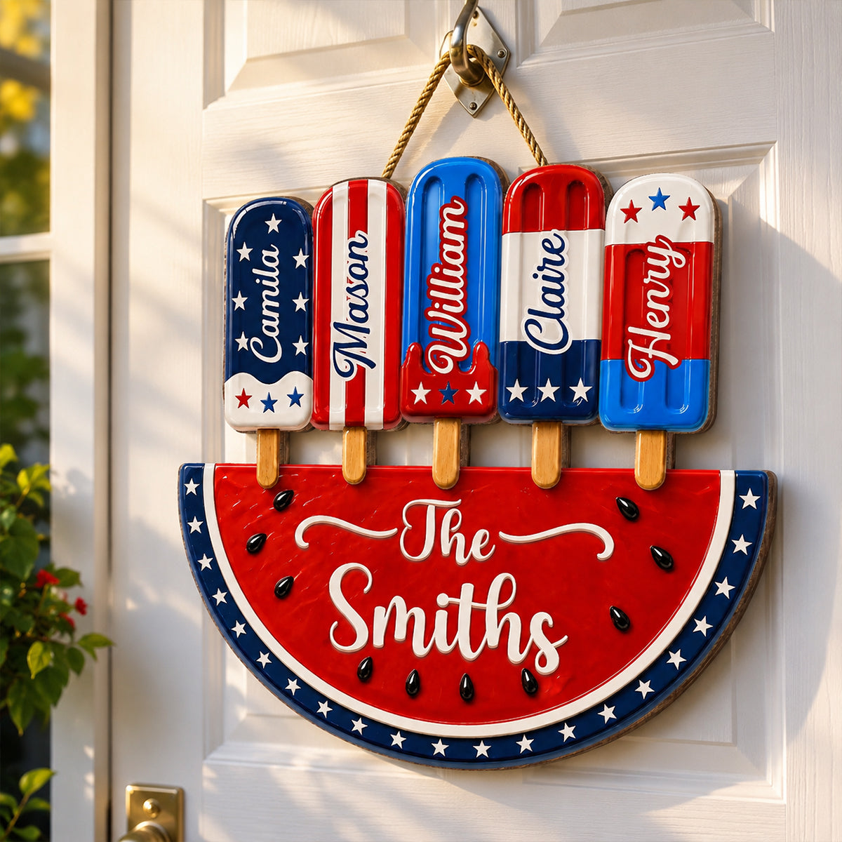 Patriotic Summer Popsicle Family Name - Personalized Wood Sign - American 250th Anniversary