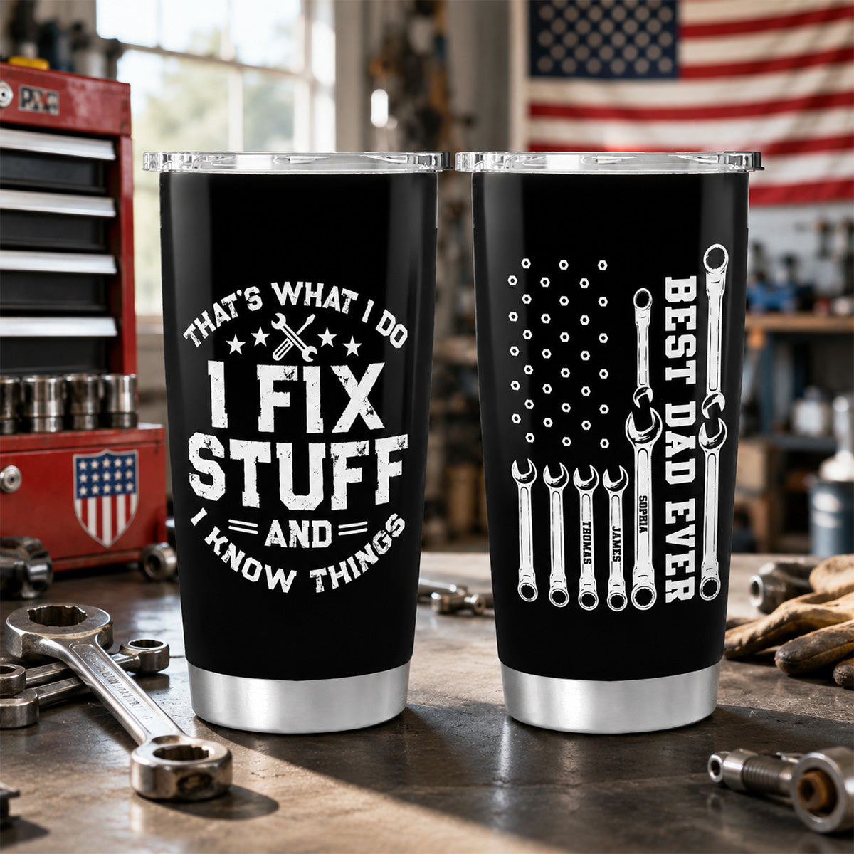 That's What I Do Mechanic Dad - Personalized Tumbler - Father's Day Gift For Dad, Grandpa