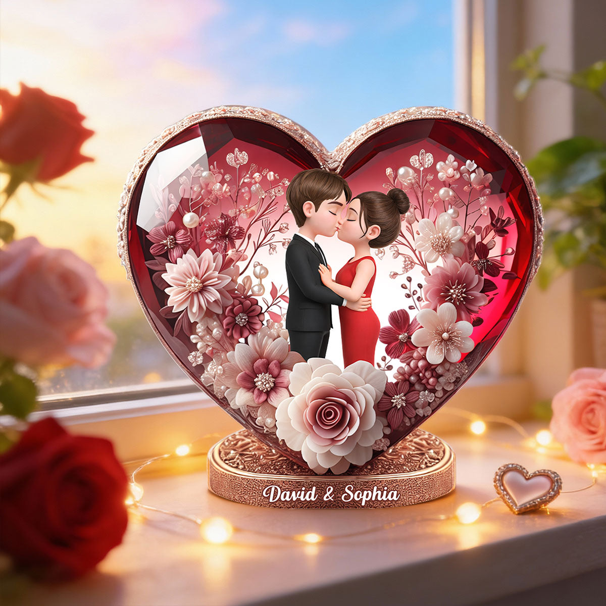 Eternal Love Heart - Personalized Acrylic Block Plaque - Anniversary, Valentine's Day Gift, Gift For Him, Gift For Her