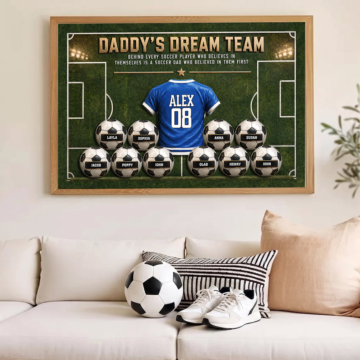 Behind Every Soccer Player Who Believed In Himself - Personalized Poster - Heartfelt Gift For Soccer Dad, Gift For Husband