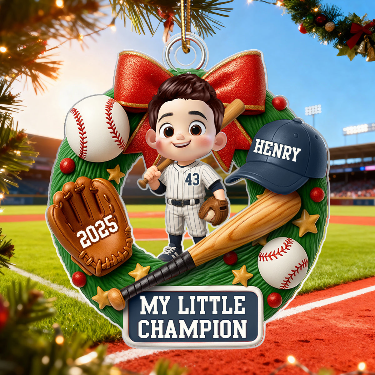 Baseball Kid Christmas 3D Effect - Personalized Acrylic Ornament - Unique Christmas Gift For Kid