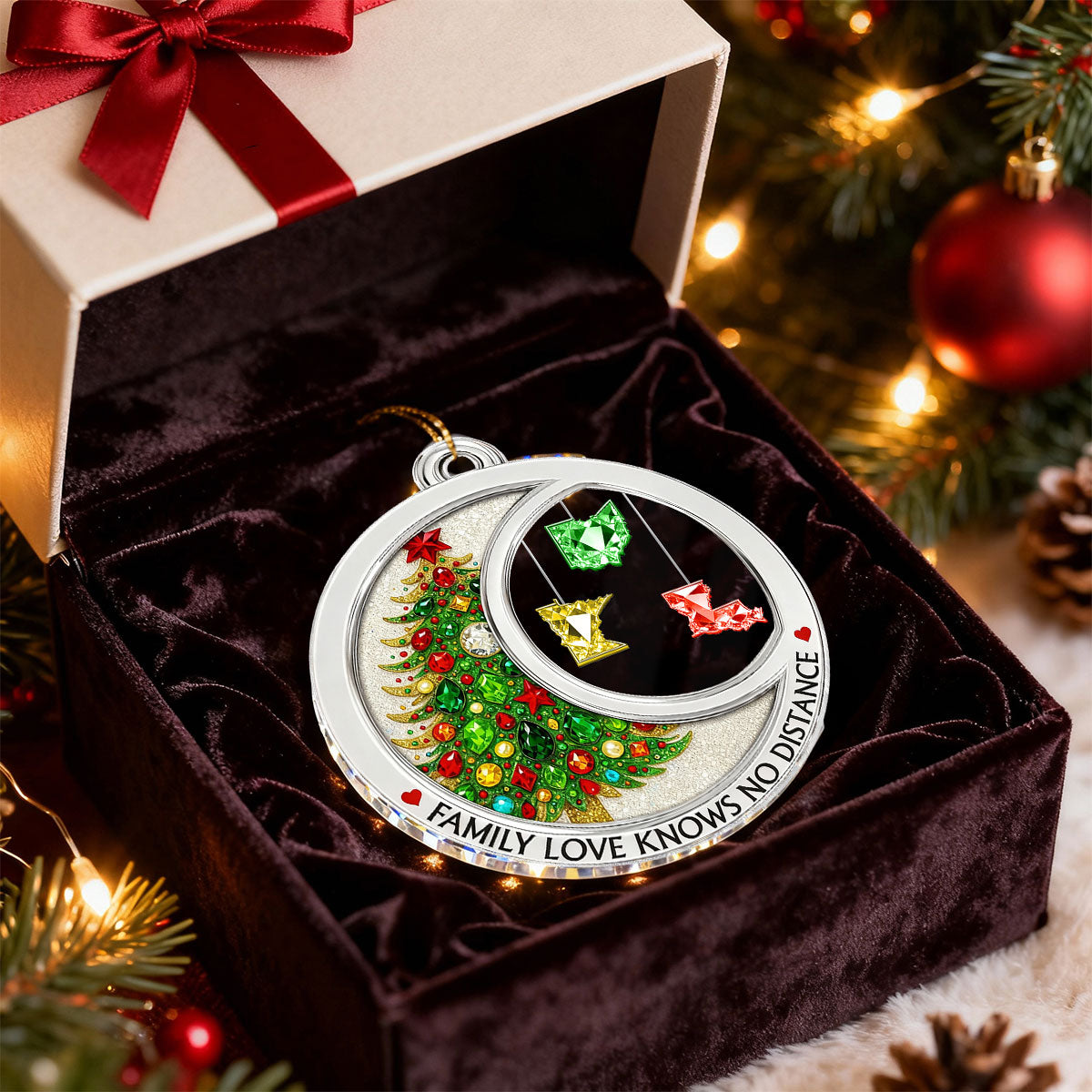 3D Crystal Effect Long Distance Family Love Knows No Distance - Personalized Acrylic Ornament