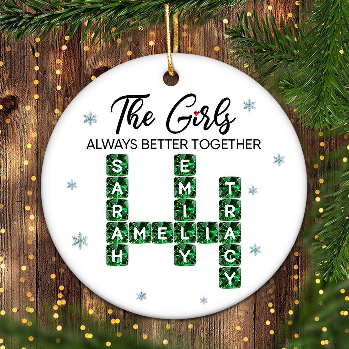 The Girl Always Better Together 3D Crystal Effect Crossword - Personalized Ceramic Ornament - Christmas Gift for Best Friends, Sisters