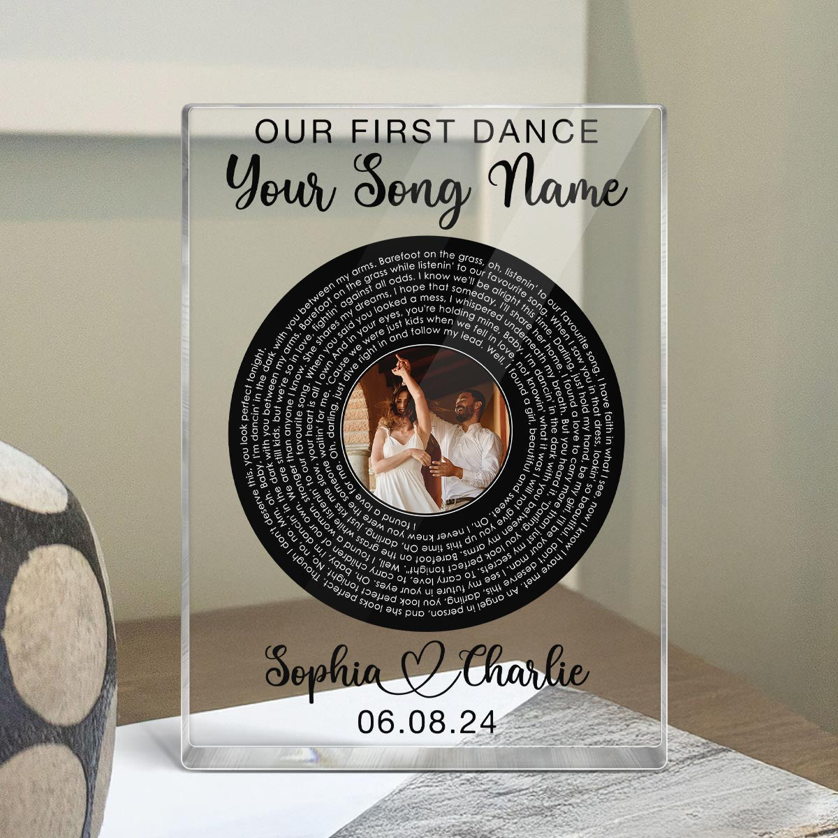 Our Favorite Song Vinyl Record Song Lyrics Art Personalized Rectangle Acrylic Plaque, Anniversary  Gift For Him, Gift For Her