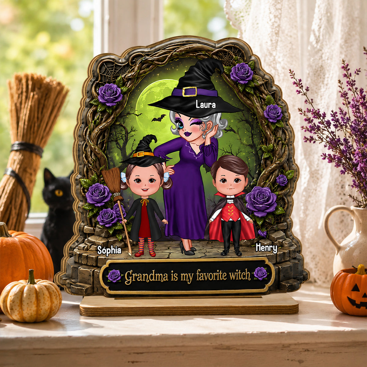 Like A Normal Grandma But More Magical - Personalized 2-Layered Wooden Plaque - Halloween Decor Gift, Gift For Grandma