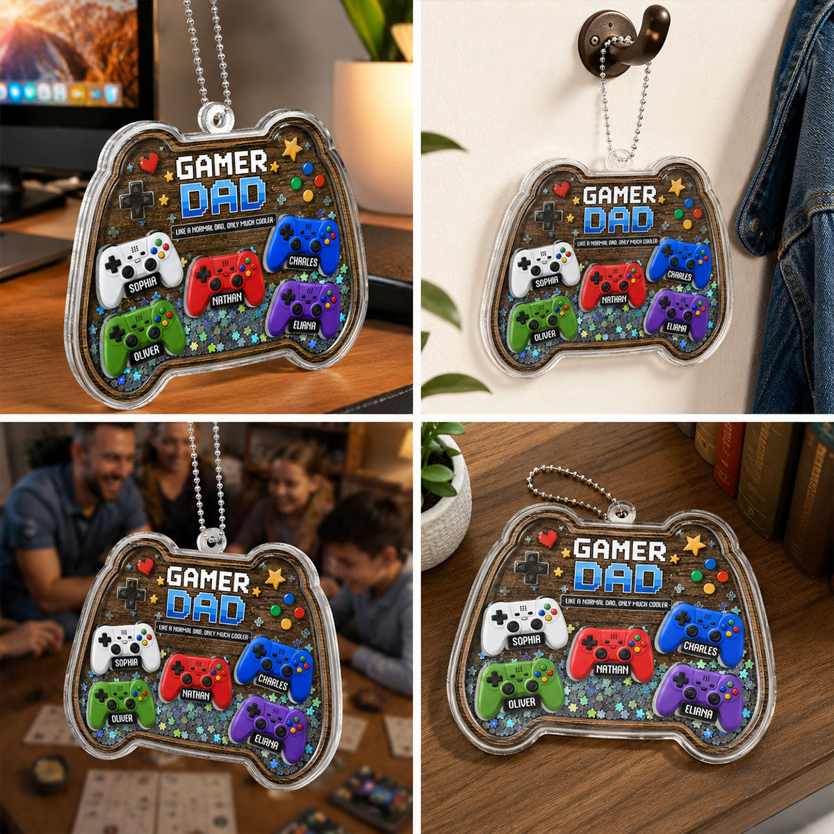 Gamer Dad - Personalized Car Shaker Ornament - Father's Day Gift For Gamer Dad, Car Decoration