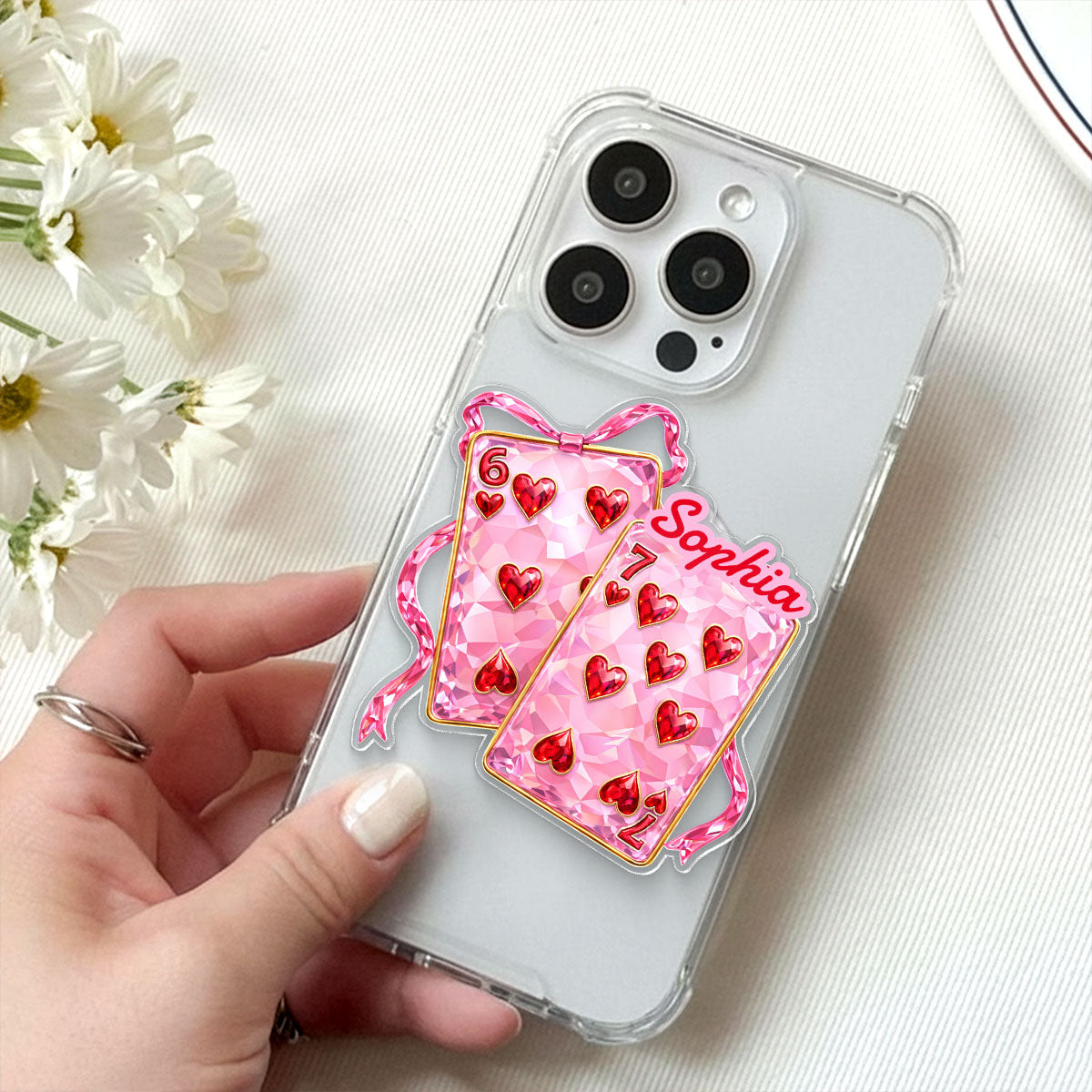 Playing Cards Valentine 6 7 Coquette - Personalized Acrylic Magnetic Phone Grip - Gift for Myself
