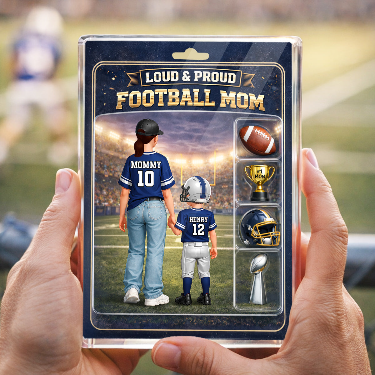 Loud & Proud Football Mom Action Figure - Personalized Acrylic Block Plaque - Mother's Day Gift, Gift For Football Mom