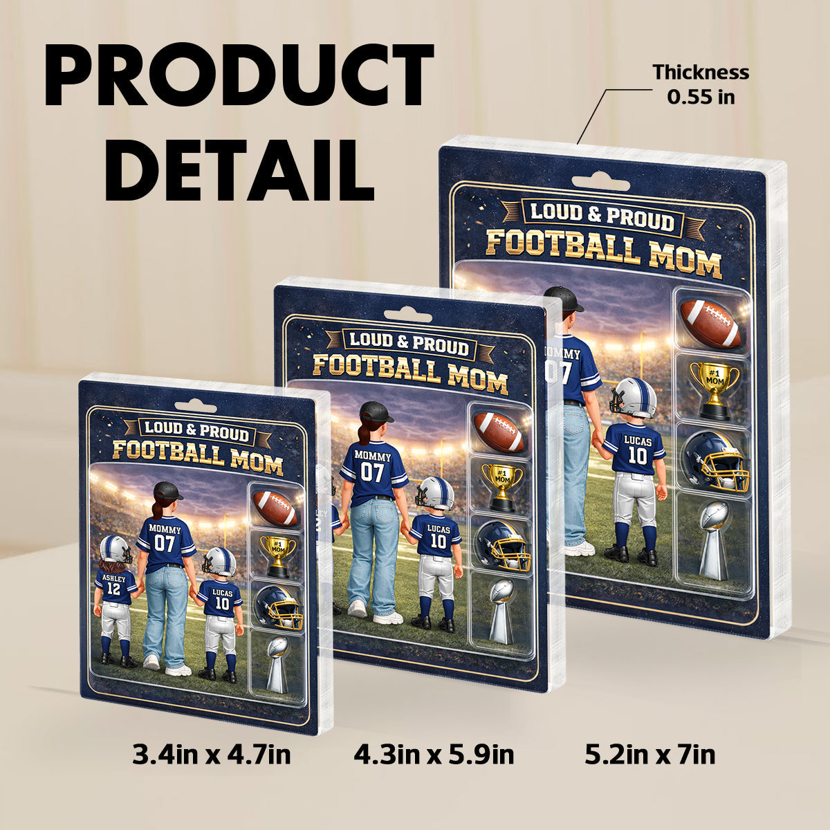 Loud & Proud Football Mom Action Figure - Personalized Acrylic Block Plaque - Mother's Day Gift, Gift For Football Mom