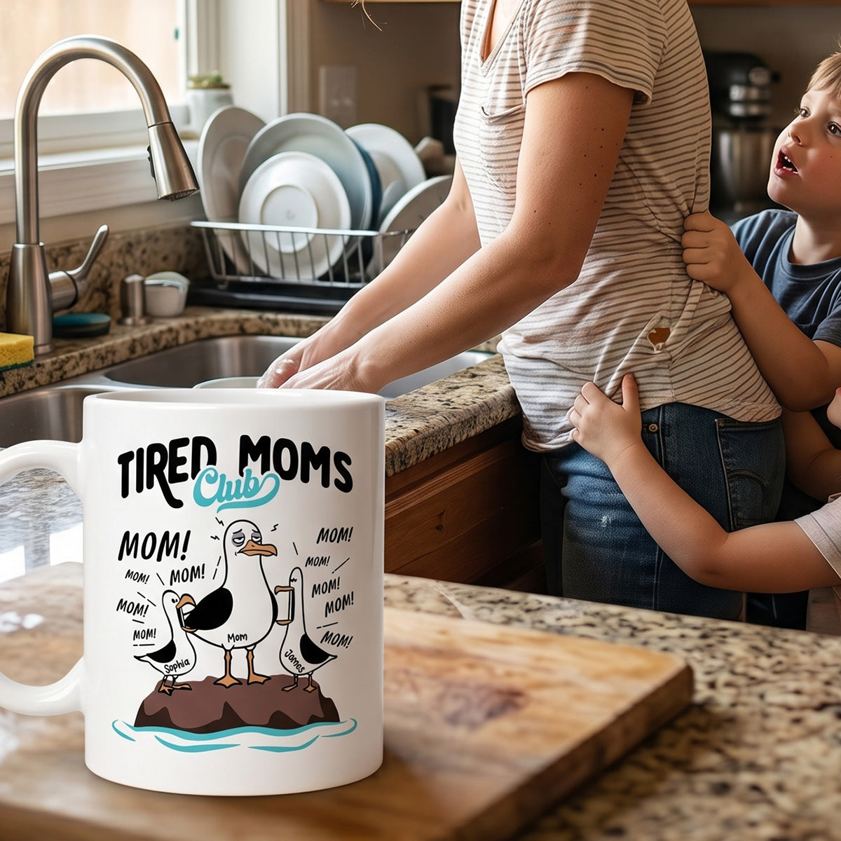 Tired Moms Club Seagull Mom Mom Mom - Personalized Mug - Funny Mother's Day Gift For Mom