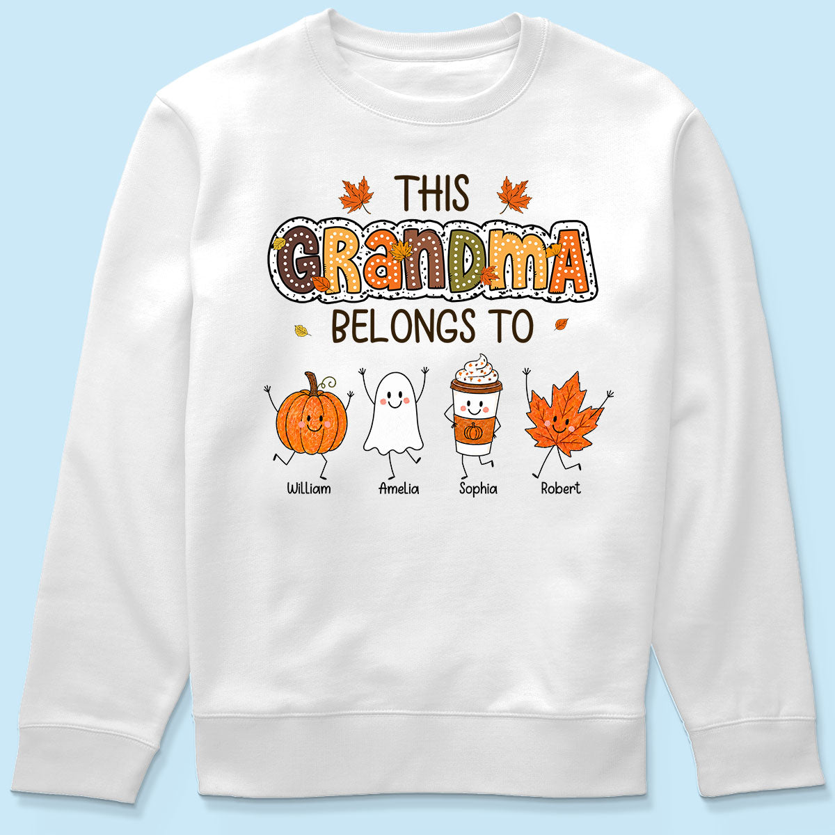 Fall Season Funny Kids This Grandma Belongs To - Personalized Shirt - Gift For Grandmas, Moms