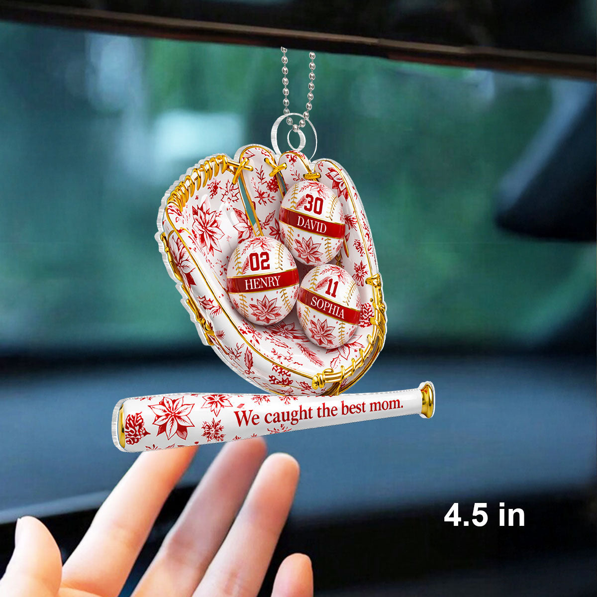 We Caught the Best Mom Toile De Jouy Pattern - Personalized Acrylic Car Hanger - Mother's Day Gift for Mom, Wife