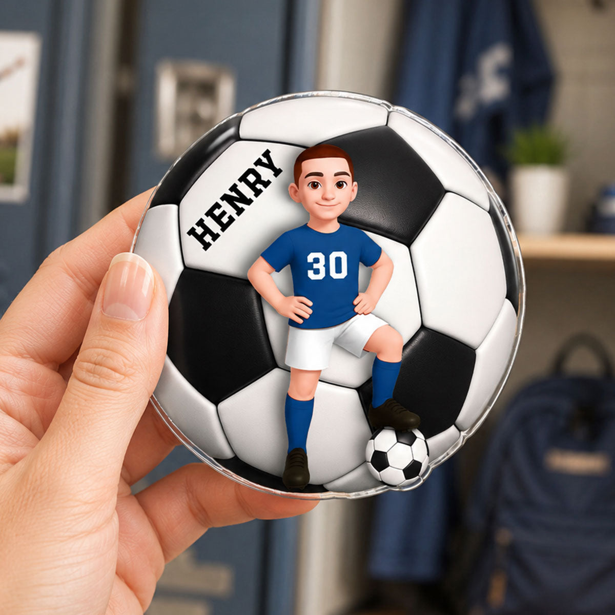 Soccer Boy & Girl - Personalized Acrylic Locker Magnet - Back To School Gift For Daughters, Sons, Grandkids, Teenagers