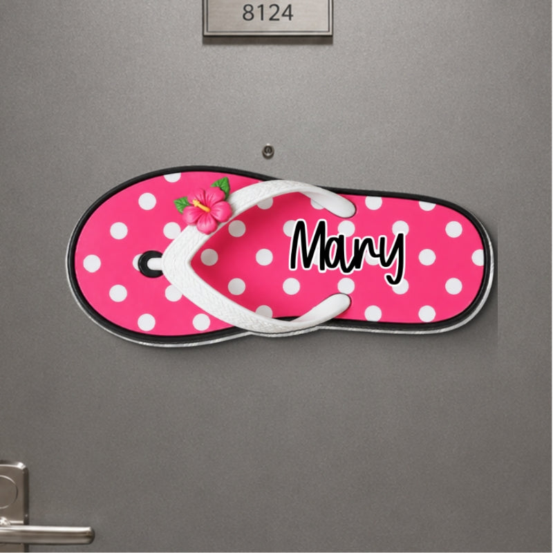 Family Cruise Flip Flop Custom Name 2D Flat - Personalized Cruise Cabin Door Magnet - Family Cruise Trip Decoration