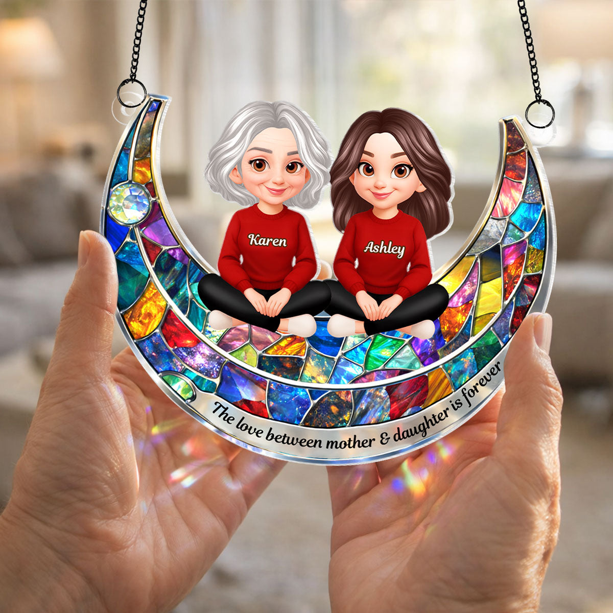 The Love Between Mother & Daughter Son is Forever - Personalized Suncatcher - Heartfelt Gift for Mom