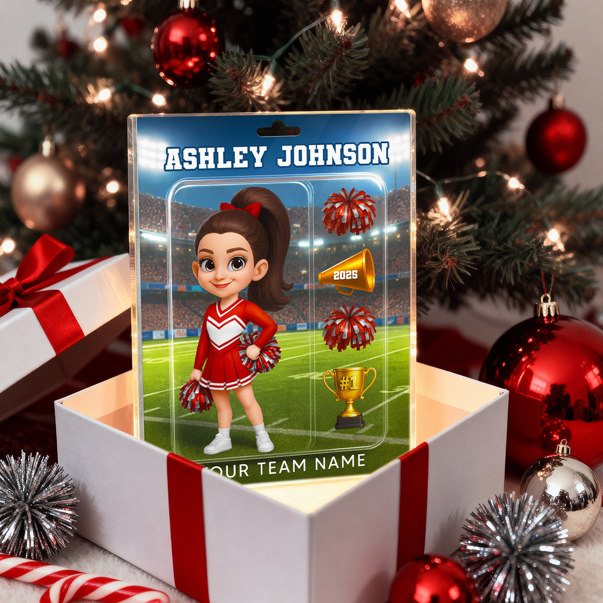 3D Effect Cheerleader Custom Figure Style - Personalized Acrylic Block Plaque - Christmas Gift For Cheerleaders, Granddaughter, Daughter